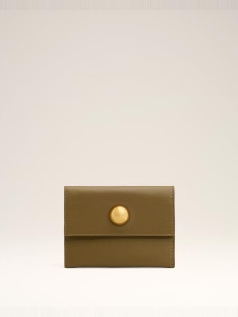 AMI Paris KHAKI LEATHER CARROUSEL FOLDED CARD HOLDER