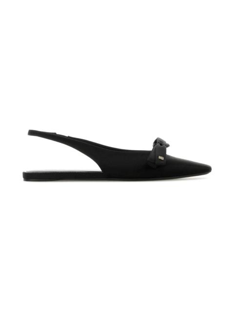 BALENCIAGA Black Satin Ballerinas