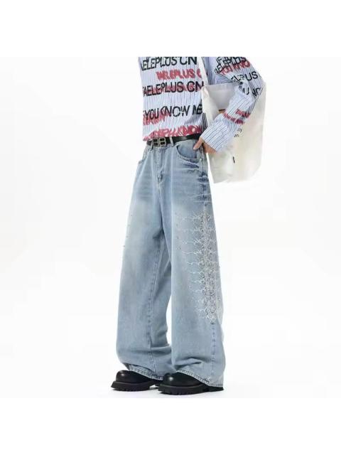 Other Designers Japanese Brand - 🔥 RARE Y2K Light Wash Wide Leg Embellished Jeans