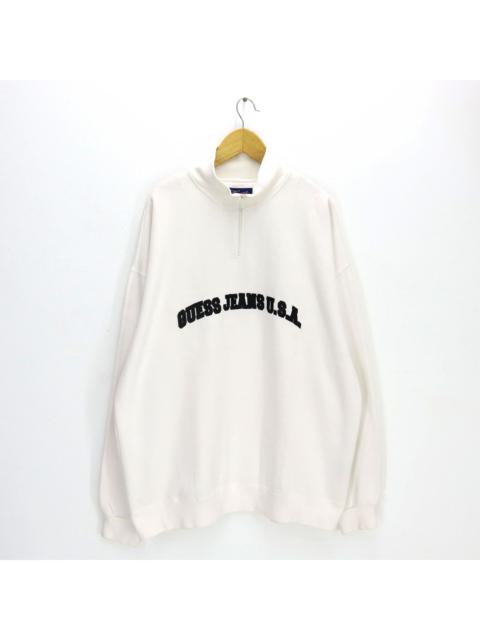 Other Designers Vintage - GUESS JEANS USA Big Logo Embroidered Half Zip Made In U.S.A