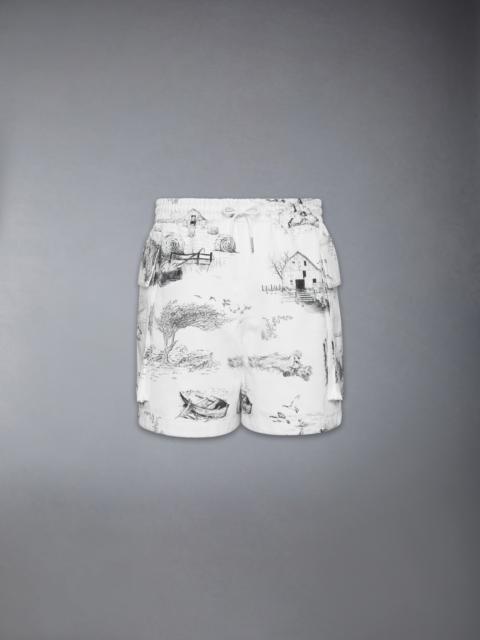 Thom Browne SCENIC TOILE COTTON CANVAS CARGO RUGBY SHORTS