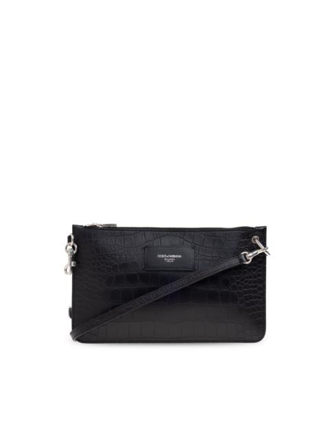 crocodile-embossed shoulder bag