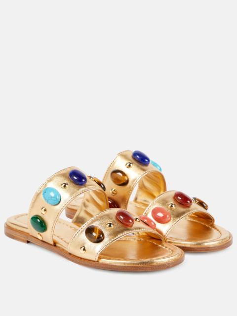 Gianvito Rossi Embellished leather mules