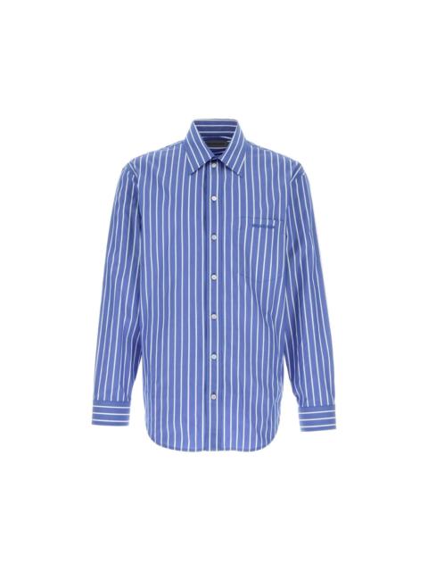 BALENCIAGA BALENCIAGA Blue Embroidered Poplin Shirt New & Authentic (Me