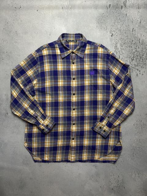Acne Studios Acne Studios Checked Plaid Button-Up Embroidered Face Logo