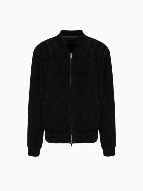 EMPORIO ARMANI ICON QUILTED STRETCH VELVET BLOUSON