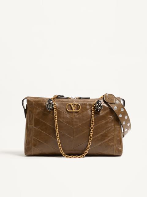 Valentino VALENTINO GARAVANI PANTHEA SHOULDER BAG IN NAPPA LEATHER WITH CHEVRON PATTERN