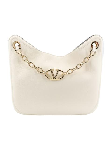Valentino Vlogo Gate Grained Leather Hobo Bag