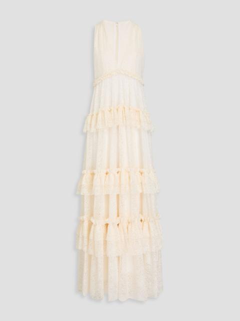 Other Designers Ruffled lace maxi dress