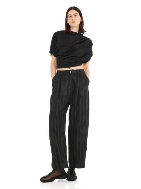 Collina Strada BLACK WAVY FLOWER STRIPE CATCHFLY PANT