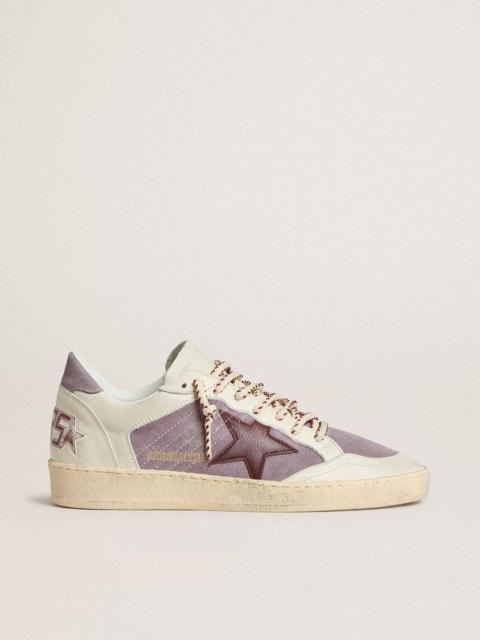 Golden Goose Women’s Ball Star in lilac suede with burgundy leather star and lilac suede heel tab