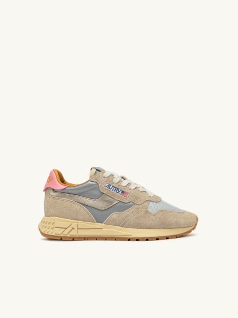 AUTRY REELWIND LOW SNEAKERS IN SILVER PLATINUM REFLECTIVE NYLON AND SUEDE