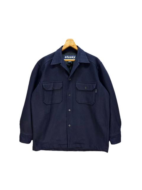 Stüssy 90’s STUSSY Workwear Navy Blue Wool Flannel Jacket #106-1463