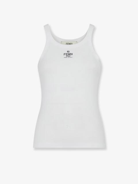 FENDI Fendi Ribbed Cotton Tank Top White