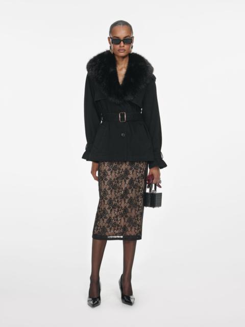 self-portrait Black Denim Fur Collar Jacket