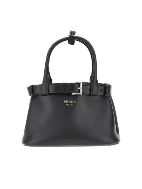 Prada Prada Leather Small 'Prada Buckle' Bag Black