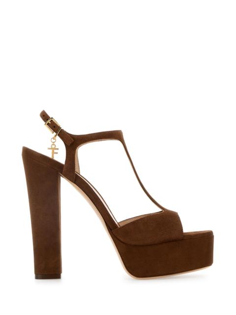 TOM FORD Tom Ford Women Chocolate Suede Angelina Sandals