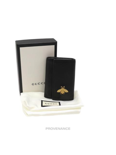 GUCCI Gucci 6 Key Holder - Embroidered Bee Gold Black Leather