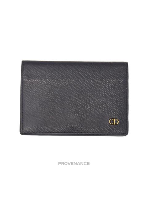Christian Dior CD Card Wallet - Navy Grained Leather