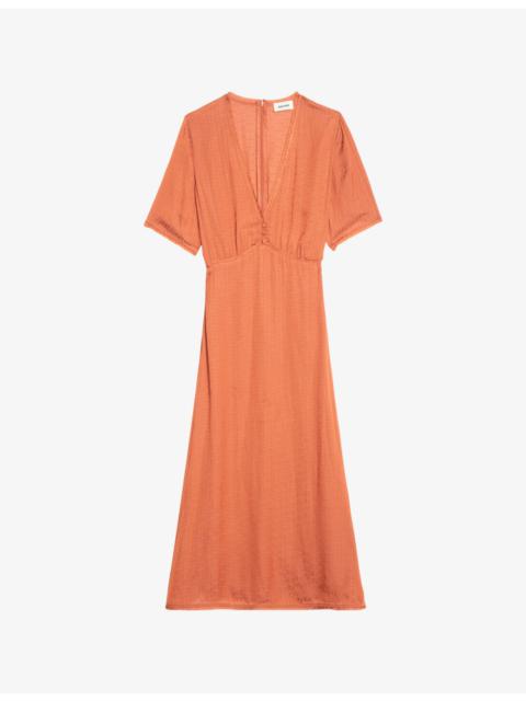 Zadig & Voltaire V-Neck Short-Sleeved Satin Midi Dress