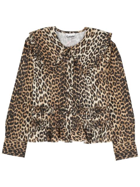GANNI COTTON SHIRT WITH WIDE COLLAR