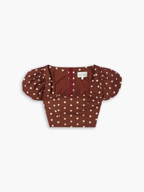Cara Cara Bridgetown cropped polka-dot cotton-poplin top