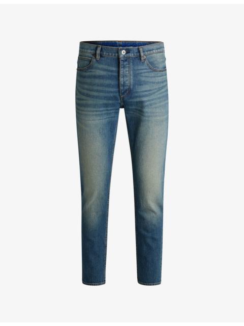 HUGO Tapered-leg mid-rise stretch-denim jeans