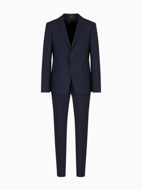 EMPORIO ARMANI SLIM-FIT SINGLE-BREASTED SUIT IN MONOCHROMATIC MICRO-JACQUARD LIGHT WOOL