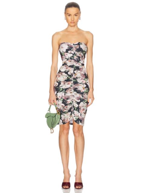 NORMA KAMALI Strapless Shirred Front Knee Length Dress