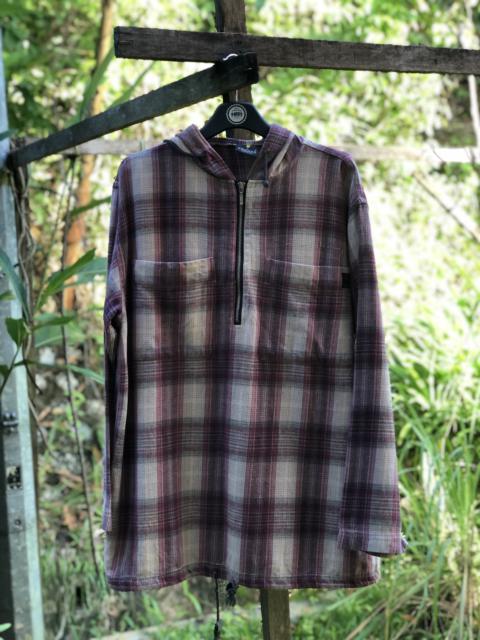 Other Designers Vintage - Vintage Shadow Plaid Quarted Zipper Pullover Shirts Hoodie