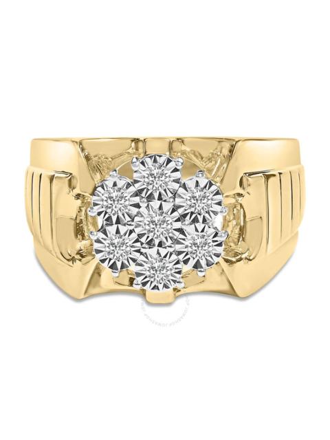 Other Designers Haus of Brilliance 14K Yellow Gold Plated .925 Sterling Silver 1/3 Cttw Miracle-Set Floral Diamond C