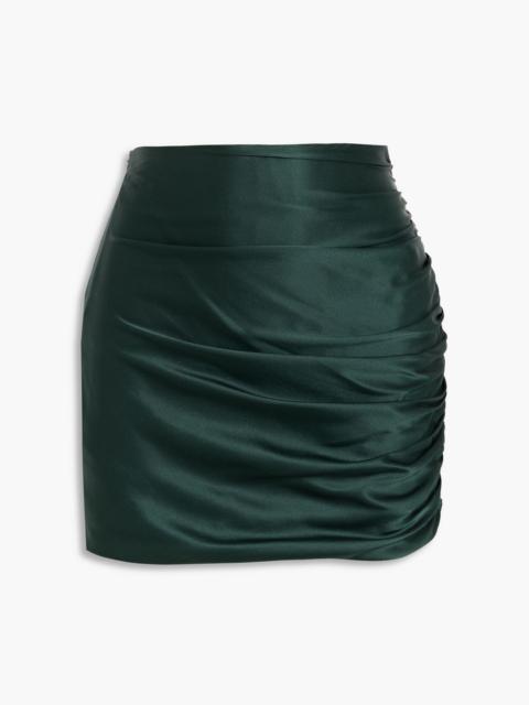 THE SEI Ruched silk-satin mini skirt
