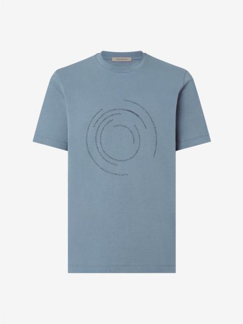CORNELIANI Teal green crew neck jersey t-shirt with print