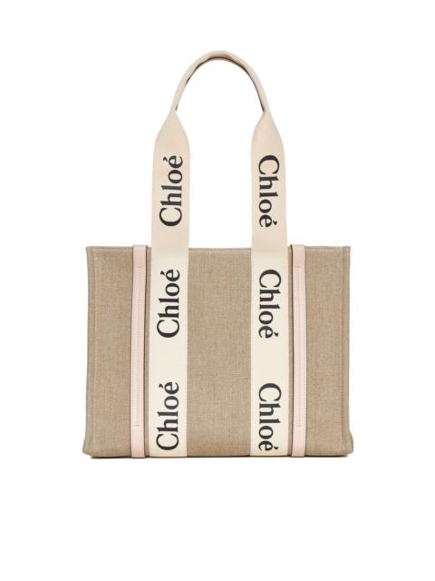 Chloé Chloé Women Medium Woody Tote Bag In Linen
