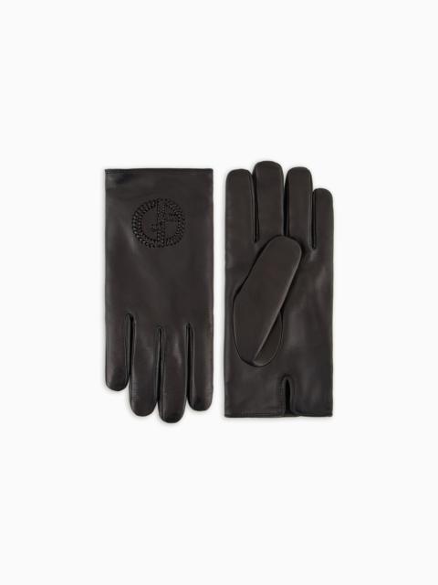 GIORGIO ARMANI Nappa leather gloves with embroidered logo