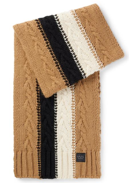 BOSS EQUESTRIAN CABLE-KNIT SCARF WITH SIGNATURE STRIPE