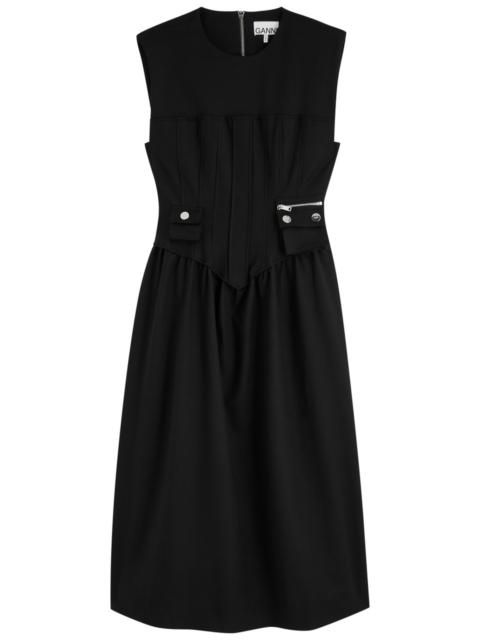 Ganni Tailored Stretch-cotton Midi Dress