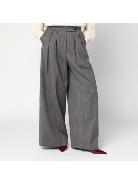 Dries Van Noten Wide Gray Wool Palazzo Pants Women