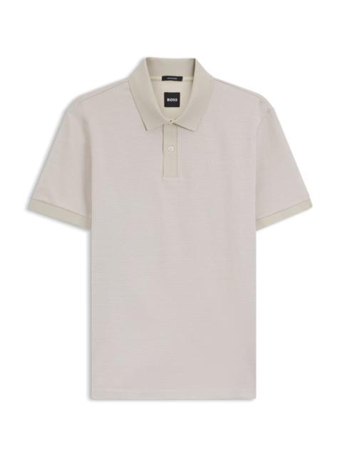 BOSS MERCERIZED-COTTON POLO SHIRT WITH MICRO PATTERN