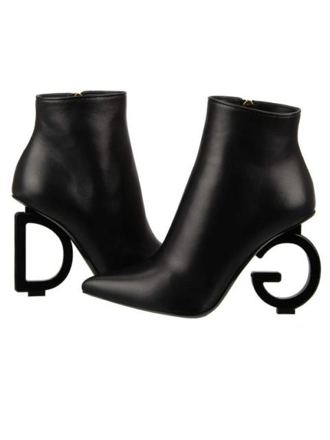 Dolce & Gabbana DG Logo Heel Leather Boots Pumps Heels Shoes LORI Black 13030