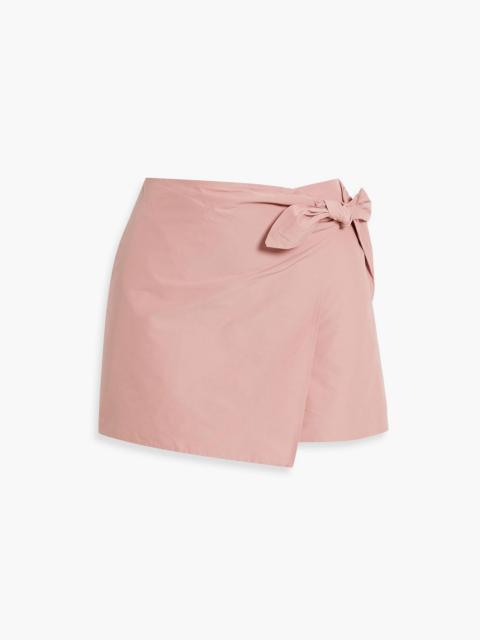 REDValentino Skirt-effect bow-detailed cotton-blend poplin shorts