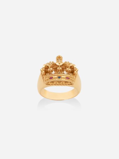 Dolce & Gabbana Royal Ring 18-carat yellow gold, rubies, and sapphire