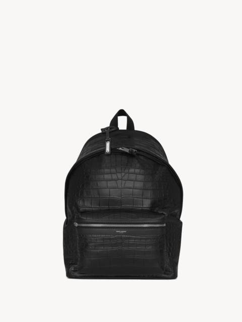 SAINT LAURENT CITY BACKPACK IN CROCODILE-EMBOSSED LEATHER