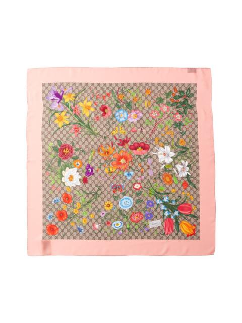 GUCCI Gucci GG Flora Print Silk Scarf
