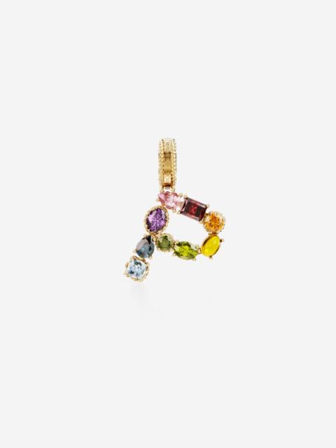 Dolce & Gabbana Charm P Lettering 18-carat yellow gold and multicolored gems