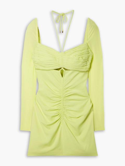 self-portrait Cutout ruched stretch-crepe mini dress