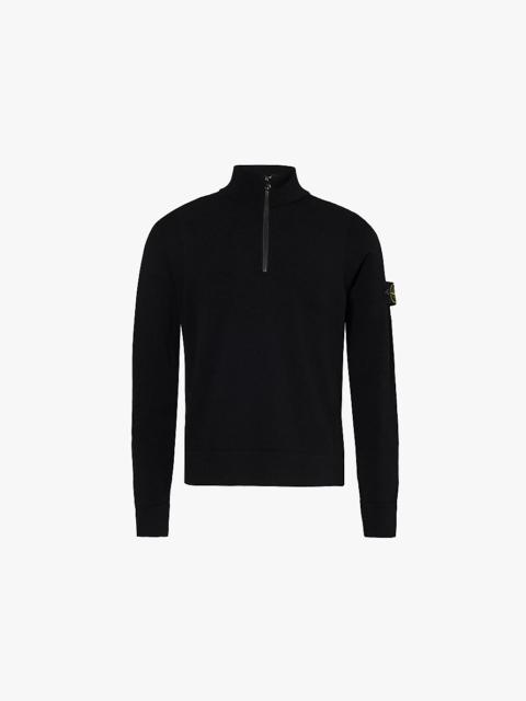 Brand-patch high-neck wool-blend jumper