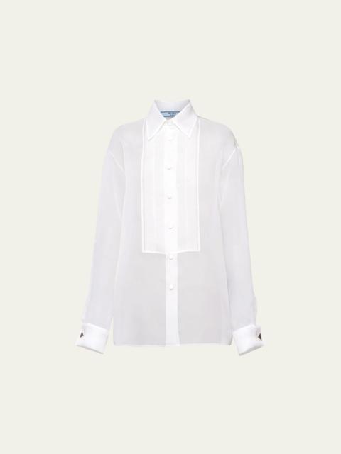 Prada Sheer Organza Pleated Blouse