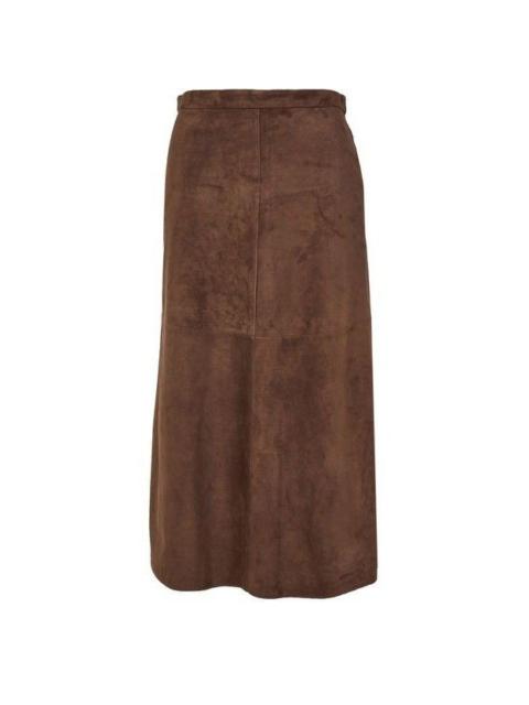 Max Mara MAX MARA Cipria Brown Suede Midi Skirt New & Authentic (Wome