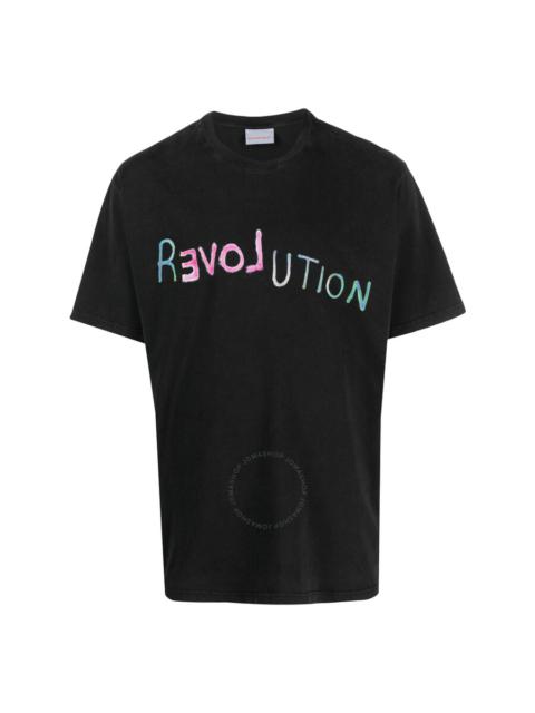 BLUEMARBLE Bluemarble Men's Black Revolution Text-Print Cotton T-Shirt